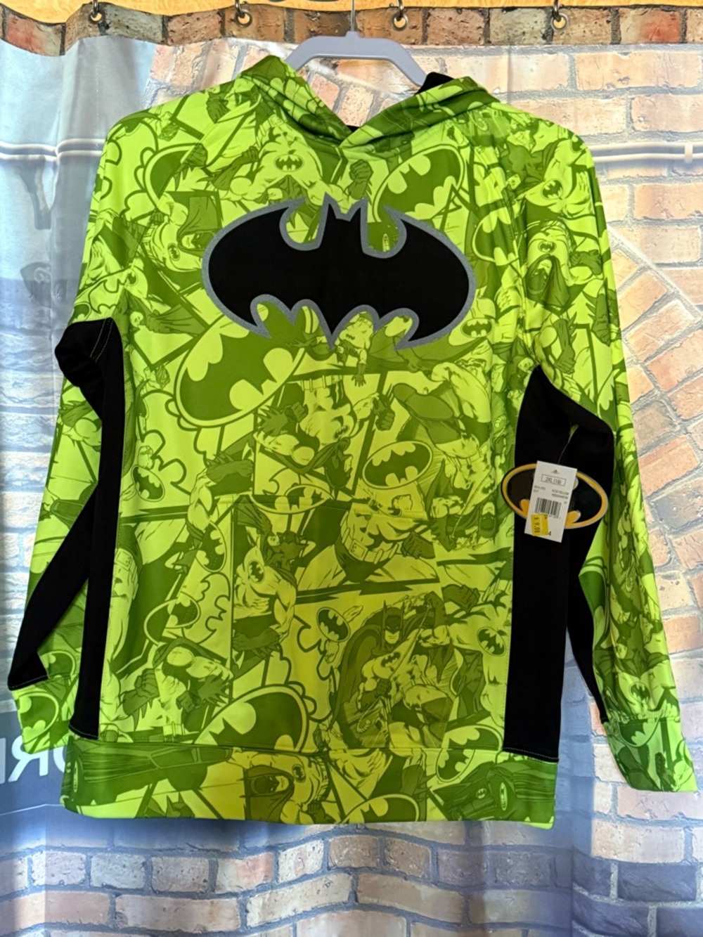 DC Comics Black and Neon Green Batman Pullover - Brand New Hoodie